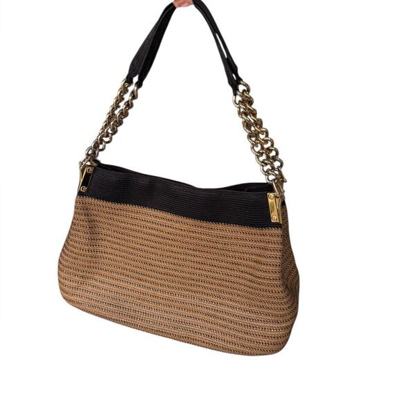 Eric Javits Gold-Tone Raffia Straw Tote Handbag - Picture 2 of 13